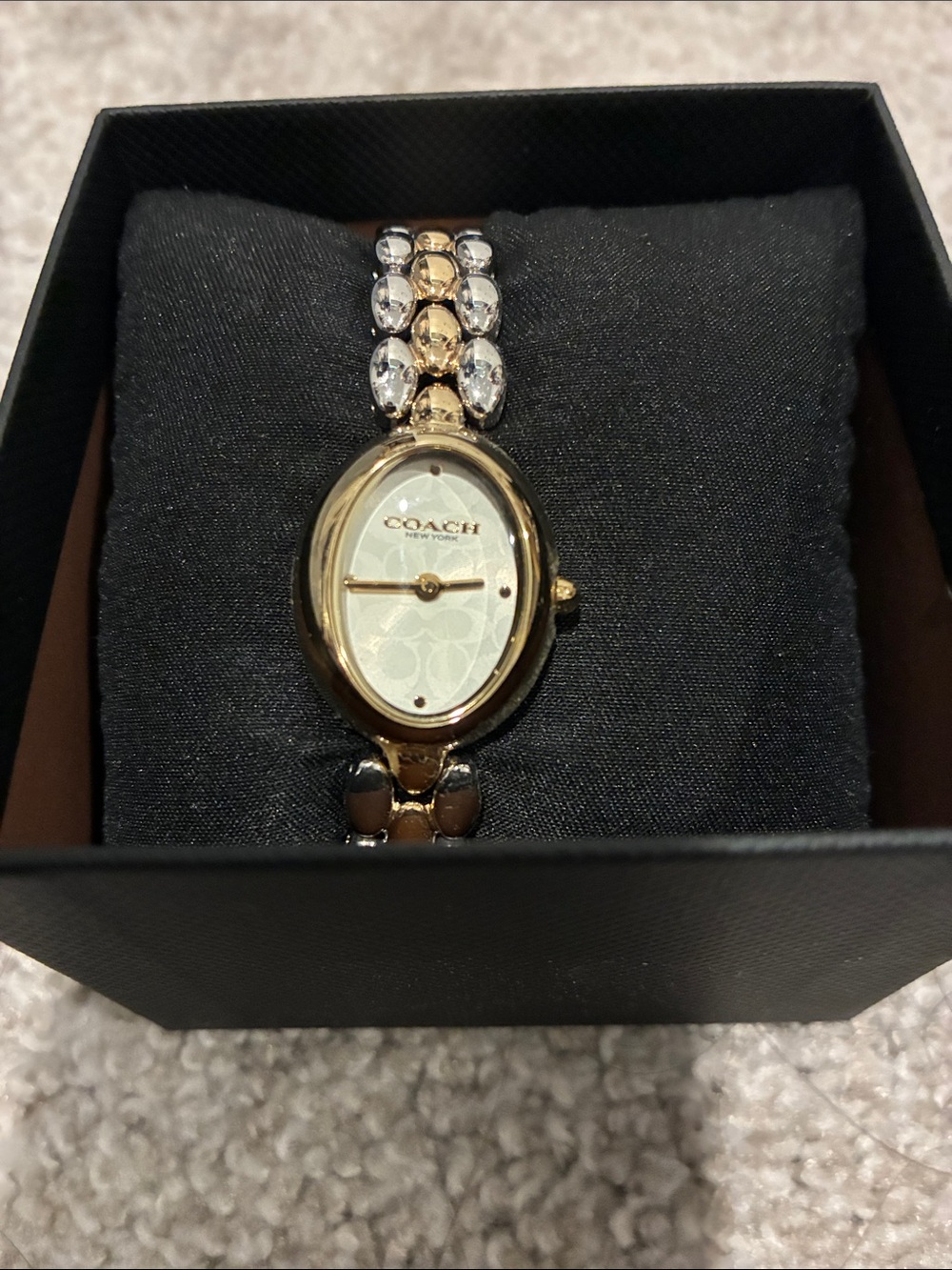 Coach Women's Two-Tone Gold and Silver Oval Bracelet Watch